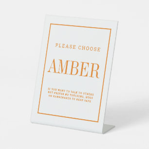 Social distancing colour amber wedding instruction pedestal sign