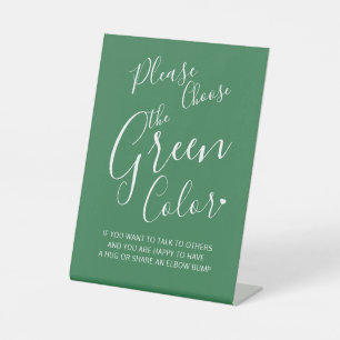Social distancing colour green wedding instruction pedestal sign
