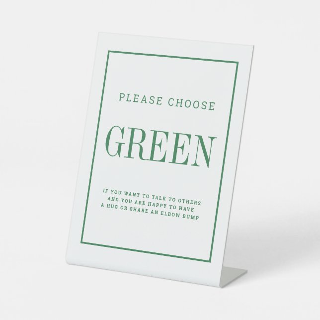 Social distancing colour green wedding instruction pedestal sign (Front)