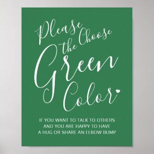 Social distancing colour green wedding instruction poster