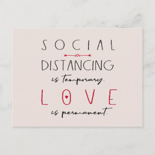 Social distancing coronavirus love typography postcard