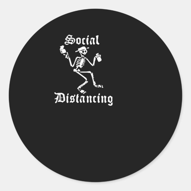 Social Distancing Distortion Classic Round Sticker (Front)