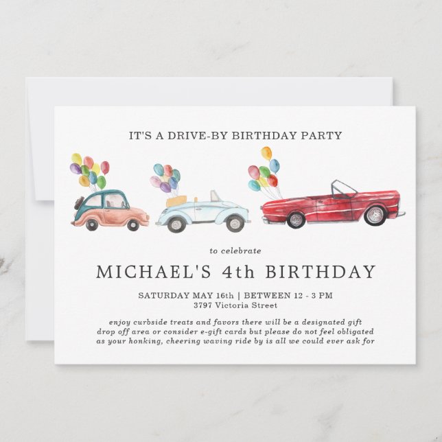 Social Distancing Drive-By Birthday Invitation (Front)