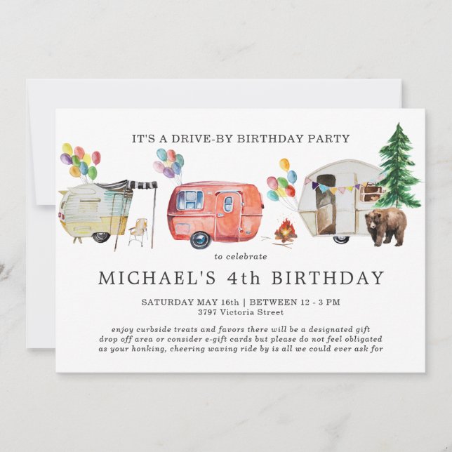Social Distancing Drive-By Birthday Invitation (Front)