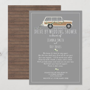 Social Distancing Drive By Wedding Shower Grey Invitation