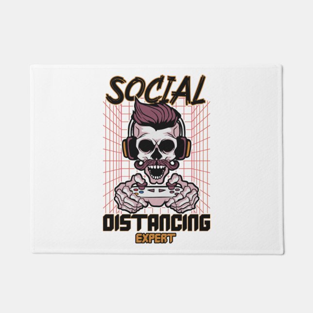 Social distancing expert gaming design doormat (Front)