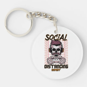 Social distancing expert gaming design key ring