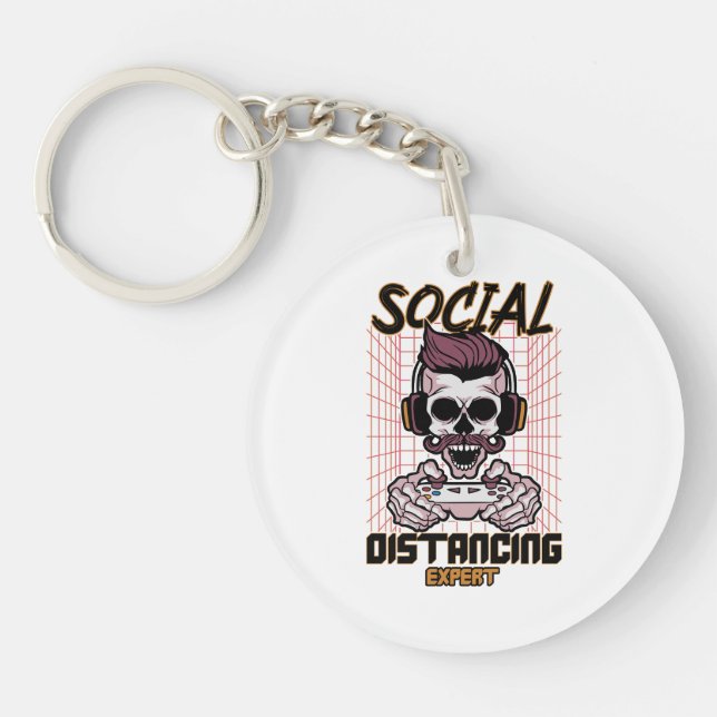 Social distancing expert gaming design key ring (Front)
