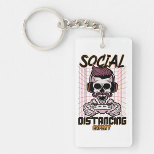 Social distancing expert gaming design key ring