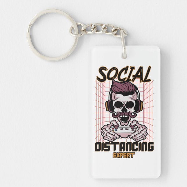 Social distancing expert gaming design key ring (Front)