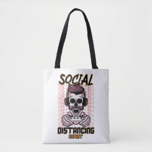 Social distancing expert gaming design tote bag