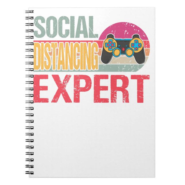 Social Distancing Expert Gaming Vintage Video Game Notebook (Front)