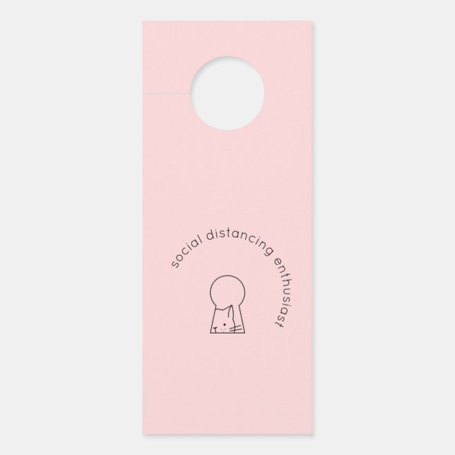 Social Distancing Introvert Cat Humour Minimalist Door Hanger (Front)