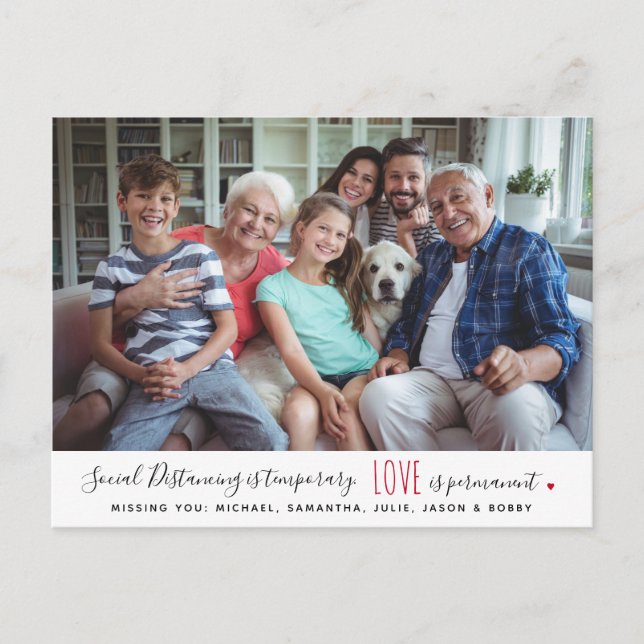 Social distancing isolation family love photo postcard (Front)