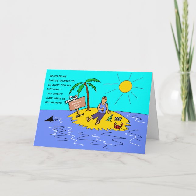 Social Distancing Male Funny Cartoon Birthday Card (Front)