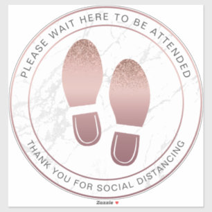 Social Distancing Marble Rose Gold Floor Marker