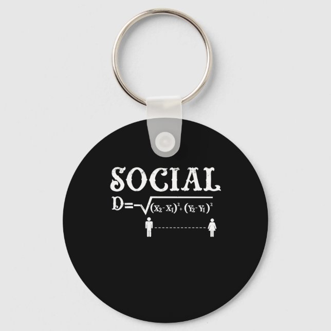 Social Distancing Math Teacher Quarantined Math Key Ring (Front)
