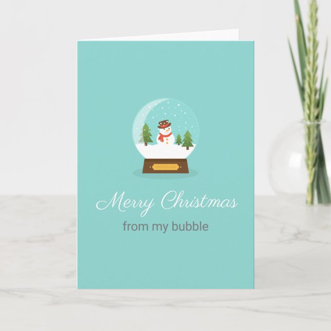 social distancing Merry Christmas from my bubble Holiday Card (Front)