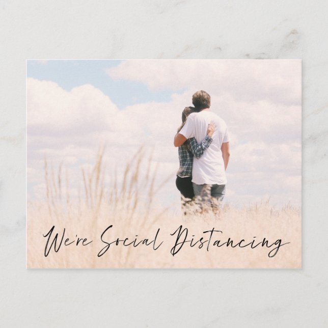 Social Distancing Photo Wedding Date Announcement Postcard (Front)