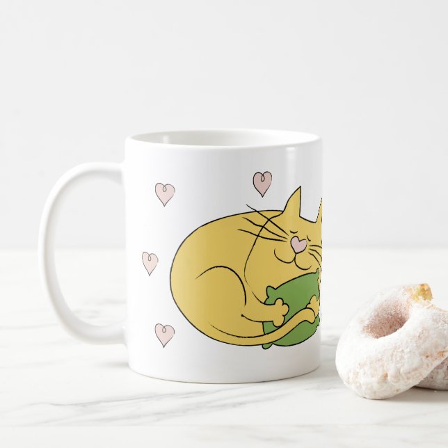 Social Distancing PurrFerred By Cats Coffee Mug (With Donut)