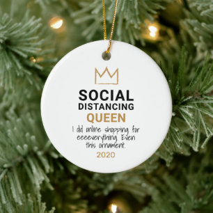 Social Distancing Queen Funny Christmas Ceramic Tree Decoration