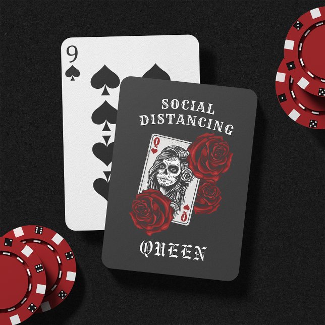 Social Distancing Queen Skull & Roses Playing Cards (Creator Uploaded)