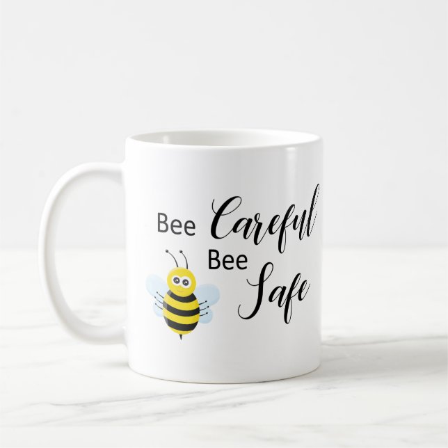 Social Distancing Quote Be Safe Cute Bee Coffee Mug (Left)