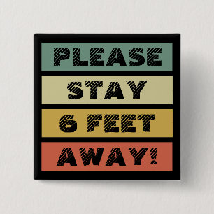 Social Distancing Retro Color Blocking 15 Cm Square Badge