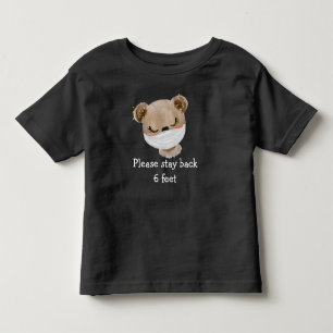 Social Distancing Safety Face Mask Bear Toddler T-Shirt