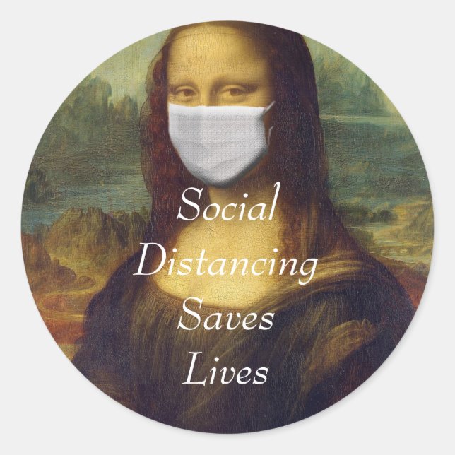 social distancing saves lives classic round sticker (Front)