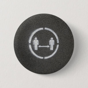 Social distancing sign 6 cm round badge