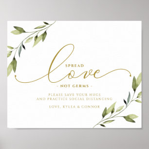 Social Distancing Sign Ethereal Greenery and Gold