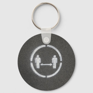 Social distancing sign key ring