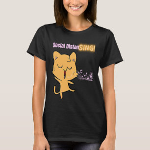 Social Distancing Singing Cat Singer Music Notes T-Shirt