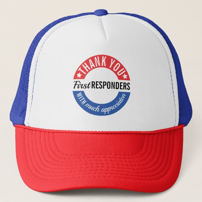 Social Distancing Thanks First Responders Trucker Hat (Front)