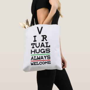 Social Distancing Virtual Hugs Eyechart Tote Bag