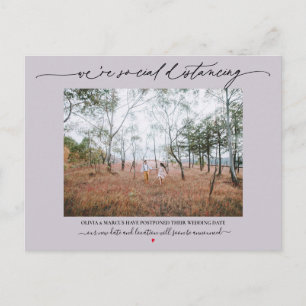 Social Distancing Wedding Postponement Dusty Plum Postcard