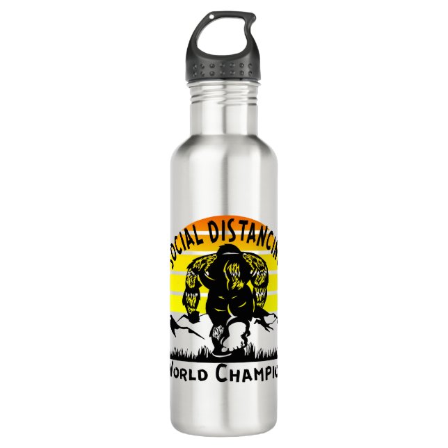 Social Distancing World Champion Bigfoot  # 710 Ml Water Bottle (Front)