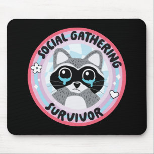 Social Gathering Survivor Funny Raccoon Mouse Mat