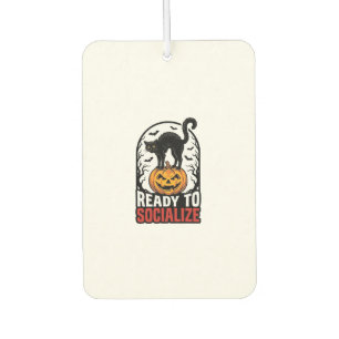 Social Halloween Cat Spooky Party Humour Design_1 Car Air Freshener