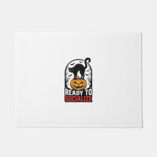 Social Halloween Cat Spooky Party Humour Design_1 Doormat