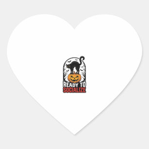 Social Halloween Cat Spooky Party Humour Design_1 Heart Sticker