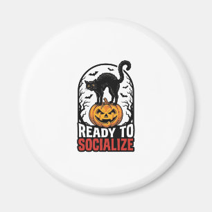 Social Halloween Cat Spooky Party Humour Design_1 Magnet
