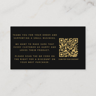 Social icons QR code black/gold thank you discount Enclosure Card