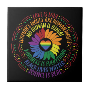 Social Justice Rainbow Colours Word Art  Tile