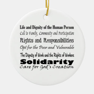Social Justice Themes with cross balance T Ceramic Tree Decoration