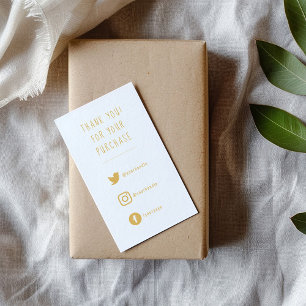 Social Links, gold and white order insert Card.