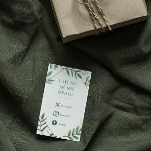 Social Links green leaves border, thank you Enclosure Card