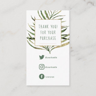 Social Links, green leaves gold border insert Card