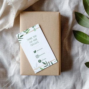 Social Links, green leaves gold border insert Card